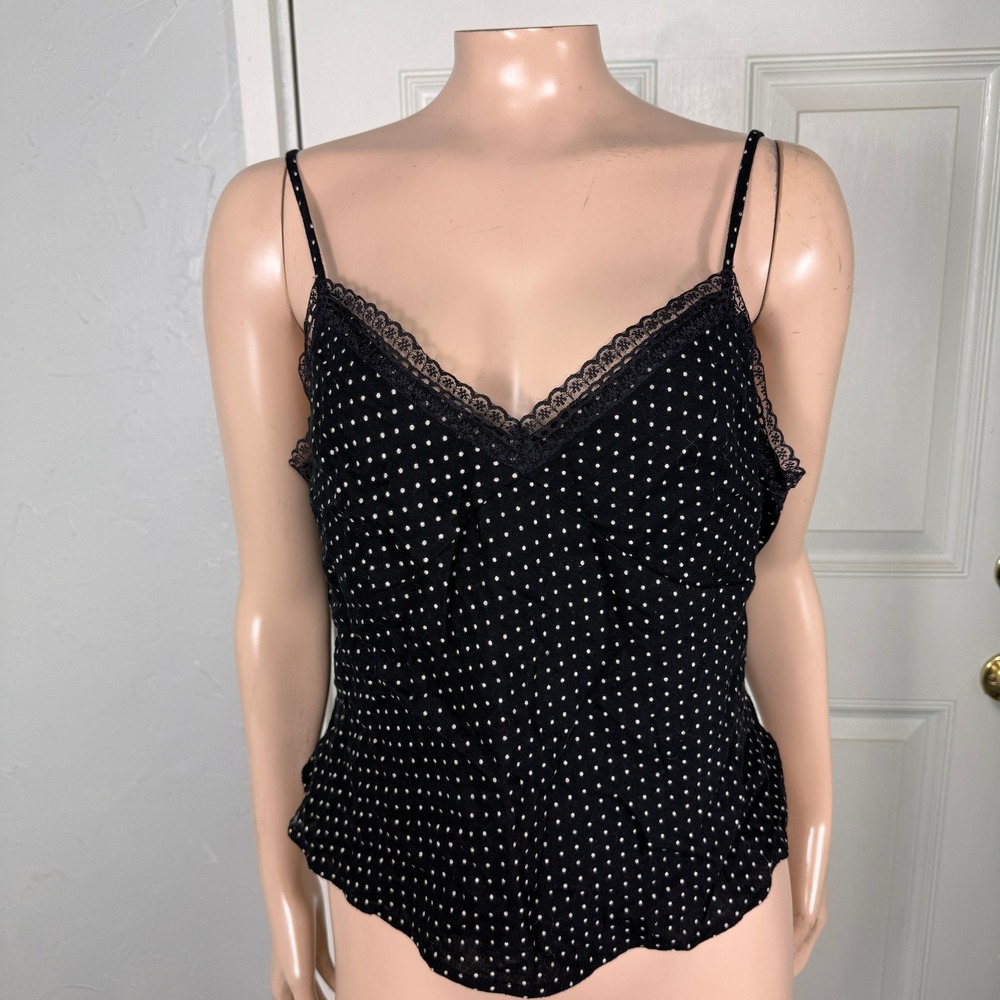 Vintage NOS Y2k Ruby Moon Shirt Large Lace Cotton Tank top Polka Dot Cotton YY26